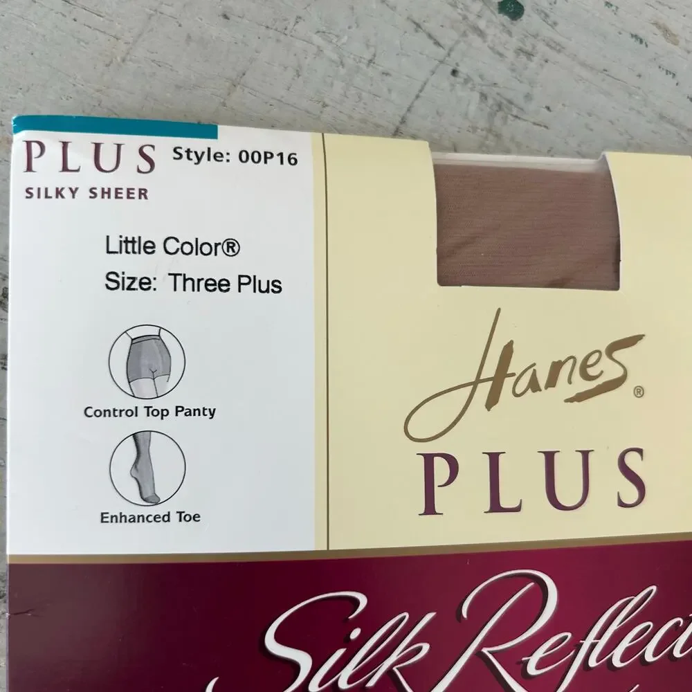 New Vintage Hanes silk reflections Sheer support pantyhose 90s Y2K nude 3X plus